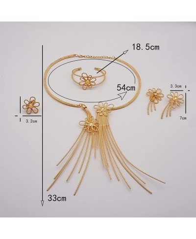 African Women Big Jewelry Sets 18K Gold Plated Wedding Party Necklace Bracelet Earrings Ring $38.73 Jewelry Sets