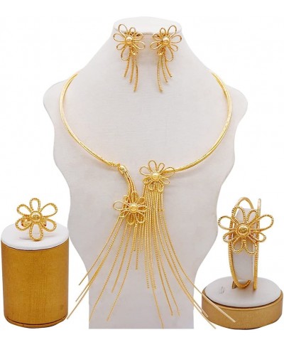 African Women Big Jewelry Sets 18K Gold Plated Wedding Party Necklace Bracelet Earrings Ring $38.73 Jewelry Sets