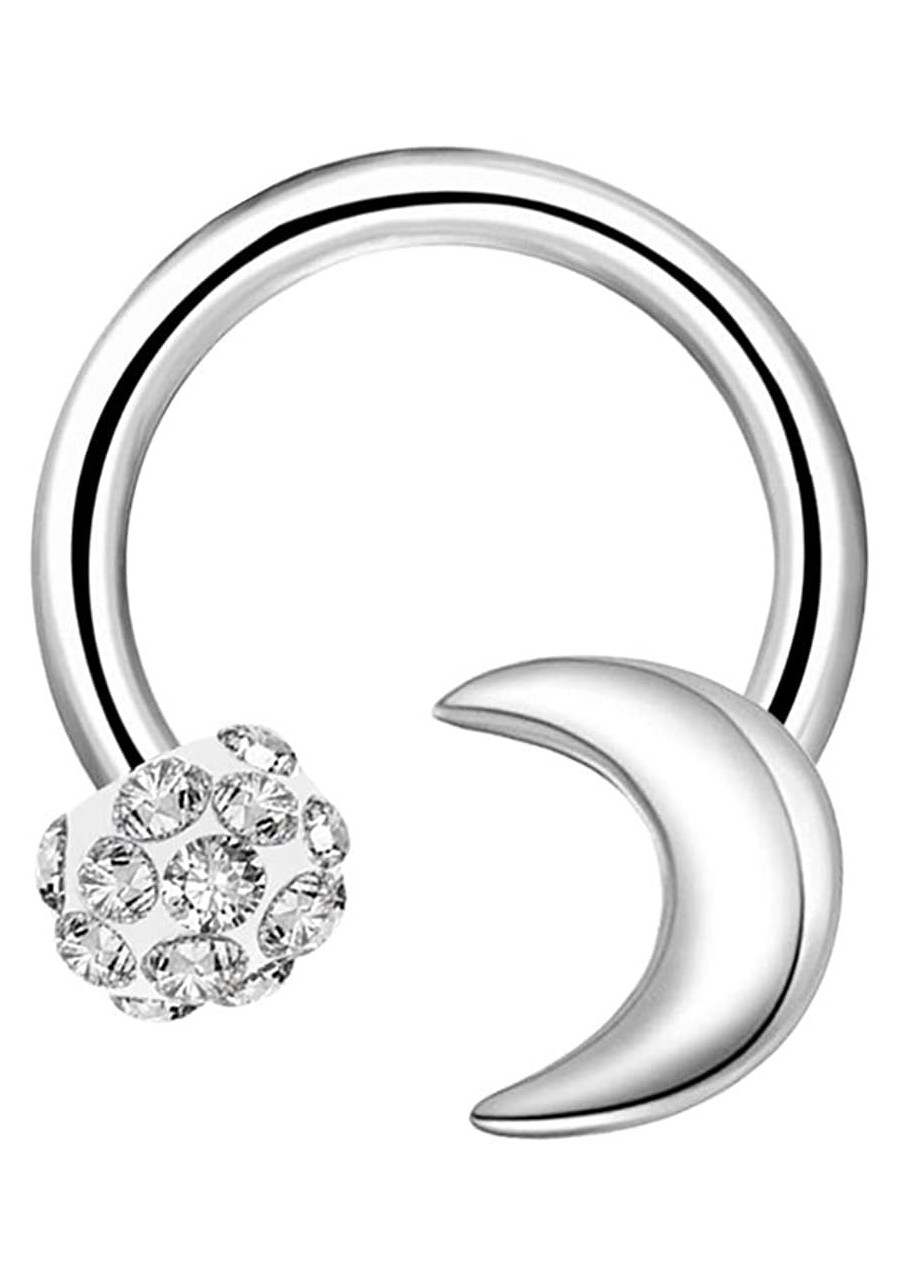 16G Surgical Steel Horseshoe Circular Barbell CZ Ball and Moon Daith Earrings Rook Helix Septum Lip Circular Rings $12.46 Pie...