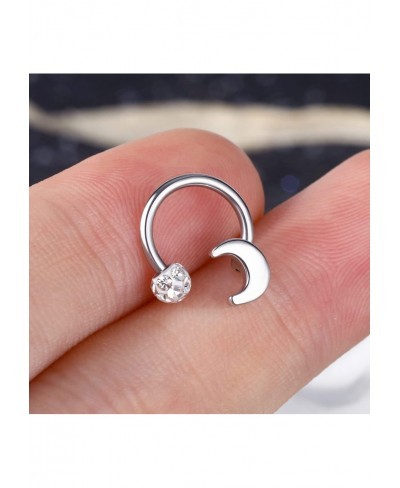 16G Surgical Steel Horseshoe Circular Barbell CZ Ball and Moon Daith Earrings Rook Helix Septum Lip Circular Rings $12.46 Pie...