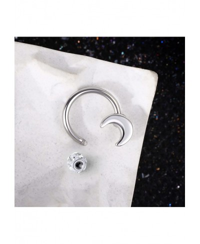 16G Surgical Steel Horseshoe Circular Barbell CZ Ball and Moon Daith Earrings Rook Helix Septum Lip Circular Rings $12.46 Pie...