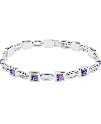 Women Princess Cut Crystal Rhinestone White Gold Plated Tennis Bracelet Gift $25.03 Tennis