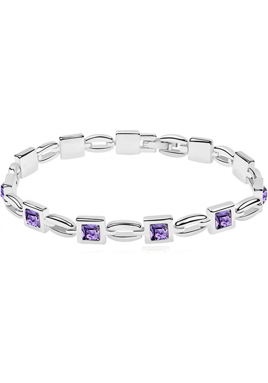 Women Princess Cut Crystal Rhinestone White Gold Plated Tennis Bracelet Gift $25.03 Tennis