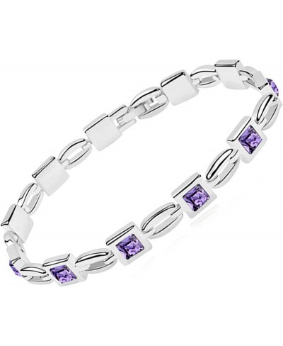 Women Princess Cut Crystal Rhinestone White Gold Plated Tennis Bracelet Gift $25.03 Tennis