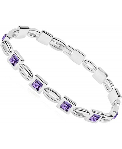 Women Princess Cut Crystal Rhinestone White Gold Plated Tennis Bracelet Gift $25.03 Tennis