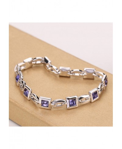 Women Princess Cut Crystal Rhinestone White Gold Plated Tennis Bracelet Gift $25.03 Tennis