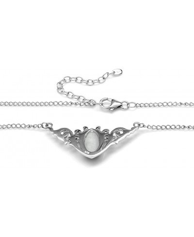 Bezel Set Marquise Cut Cabochon Stone 925 Sterling Silver Baroque Inspired Pendant with 16-18 Inch Adjustable Chain Necklace ...