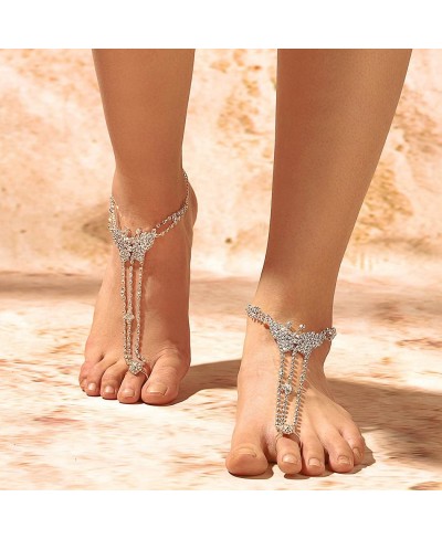 Boho Pearl Anklet Chains White Bling Starfish Rhinestone Barefoot Chain Vintage Foot Jewelry Anklets Sandals Wedding Beach Je...