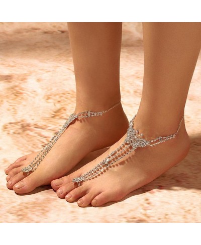 Boho Pearl Anklet Chains White Bling Starfish Rhinestone Barefoot Chain Vintage Foot Jewelry Anklets Sandals Wedding Beach Je...