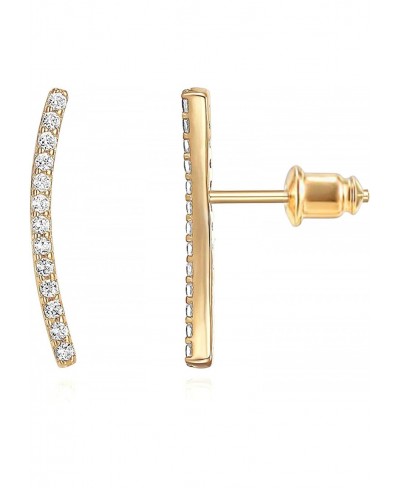 14K Gold Plated Ear Crawler - Cuff Earrings Hypoallergenic Stud Ear Climber Jackets - Yellow $14.29 Stud