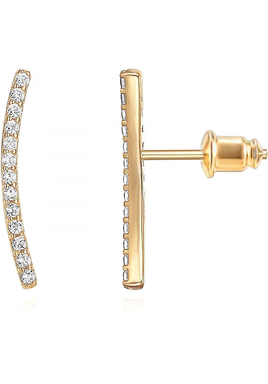 14K Gold Plated Ear Crawler - Cuff Earrings Hypoallergenic Stud Ear Climber Jackets - Yellow $14.29 Stud