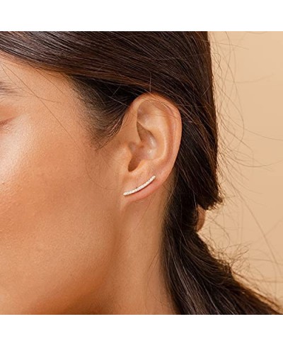 14K Gold Plated Ear Crawler - Cuff Earrings Hypoallergenic Stud Ear Climber Jackets - Yellow $14.29 Stud