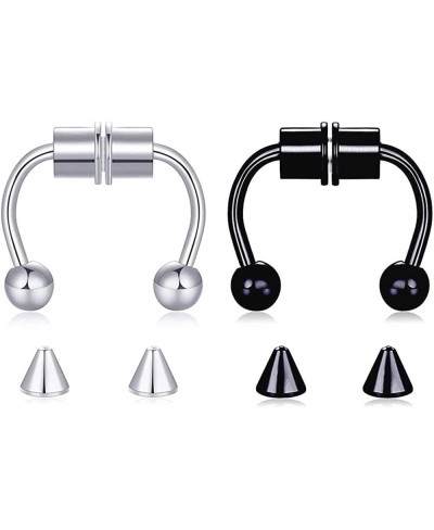 Magnetic Septum Nose Ring Painless 16G Fake Nose Ring Hoop 316L Hypoallergenic Stainless Steel Horseshoe Faux Non-Pierced Cli...