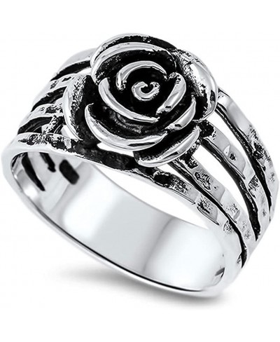 Women's Rose Flower Polished Ring New .925 Sterling Silver Band Sizes 5-10 $25.67 Bands