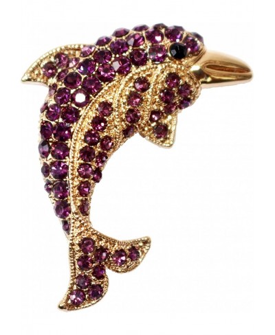 18k Gold Plated Multi-Color Crystal Fish Porpoise Dolphin Brooch pin $12.06 Brooches & Pins