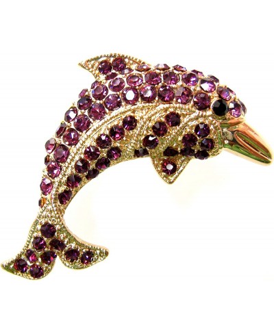 18k Gold Plated Multi-Color Crystal Fish Porpoise Dolphin Brooch pin $12.06 Brooches & Pins