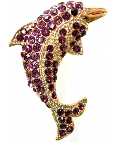 18k Gold Plated Multi-Color Crystal Fish Porpoise Dolphin Brooch pin $12.06 Brooches & Pins