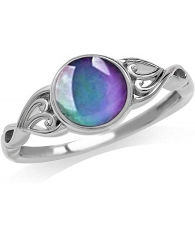 Silver Vintage Temperature Sensitive Color Changing Mood Ring Classical Eternity Engagement Wedding Band Ring for Women $8.30...