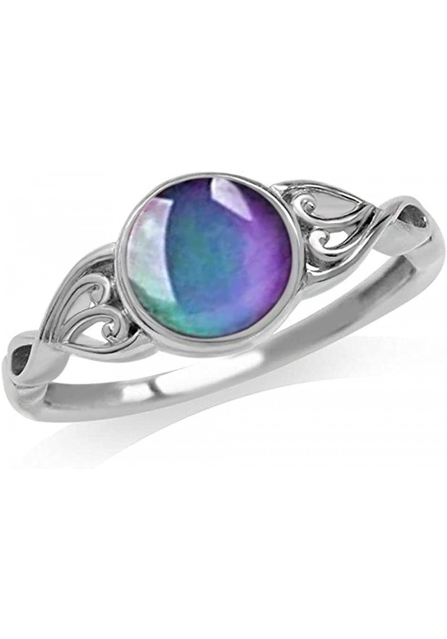 Silver Vintage Temperature Sensitive Color Changing Mood Ring Classical Eternity Engagement Wedding Band Ring for Women $8.30...