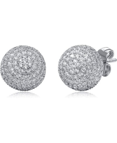 18K Gold Plated Half Ball Shape Full Micro-Pave CZ Stud Earrings $18.20 Stud