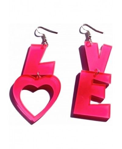 Lovely Love Letter Shape Drop Dangle Earrings Love Heart Pendant Acrylic Lightweight Creative Funny Jewelry for Women Girls V...