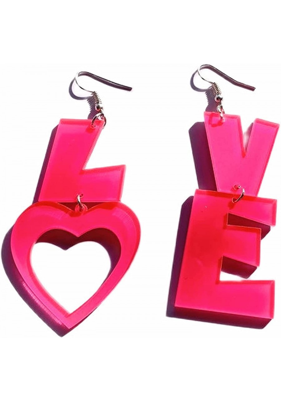 Lovely Love Letter Shape Drop Dangle Earrings Love Heart Pendant Acrylic Lightweight Creative Funny Jewelry for Women Girls V...