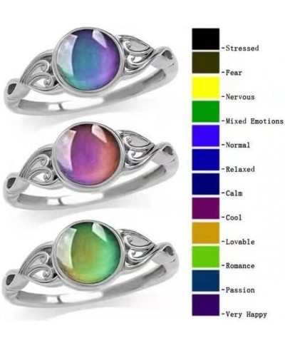 Silver Vintage Temperature Sensitive Color Changing Mood Ring Classical Eternity Engagement Wedding Band Ring for Women $8.30...