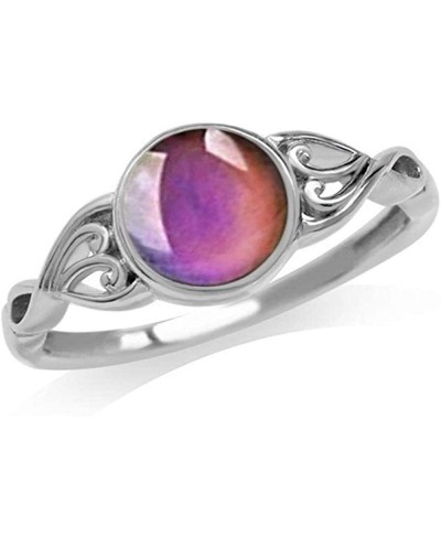 Silver Vintage Temperature Sensitive Color Changing Mood Ring Classical Eternity Engagement Wedding Band Ring for Women $8.30...