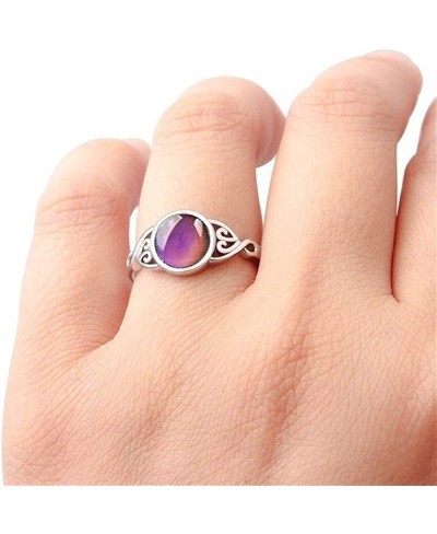 Silver Vintage Temperature Sensitive Color Changing Mood Ring Classical Eternity Engagement Wedding Band Ring for Women $8.30...