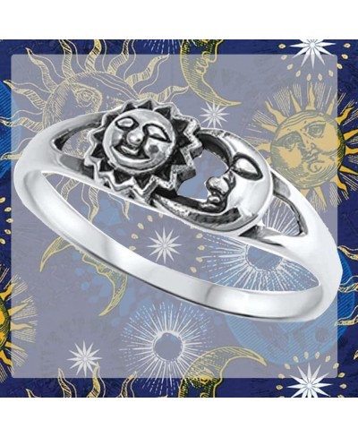 Colors Available! Celestial Sun Moon Universe 925 Sterling Silver Ring Sizes 4-12 $15.64 Statement