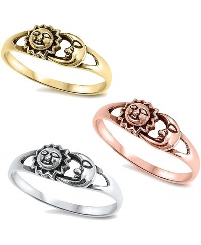 Colors Available! Celestial Sun Moon Universe 925 Sterling Silver Ring Sizes 4-12 $15.64 Statement