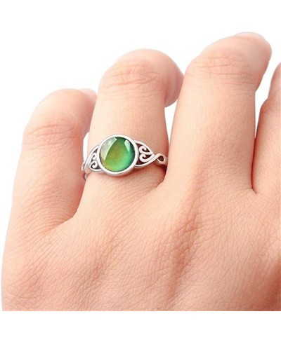 Silver Vintage Temperature Sensitive Color Changing Mood Ring Classical Eternity Engagement Wedding Band Ring for Women $8.30...