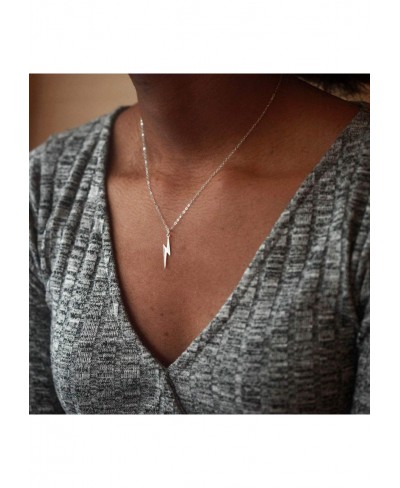 Thunder Pendant Necklace Chain Silver Lighting Choker Necklace Minimalist Short Chain Weather Necklace Jewelry for Women and ...