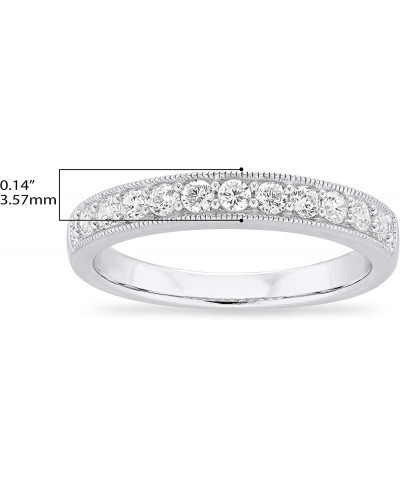 .925 Sterling Silver & Round Cubic Zirconia Half Eternity Milgrain Beaded Stackable Wedding Band Ring $32.28 Eternity Rings