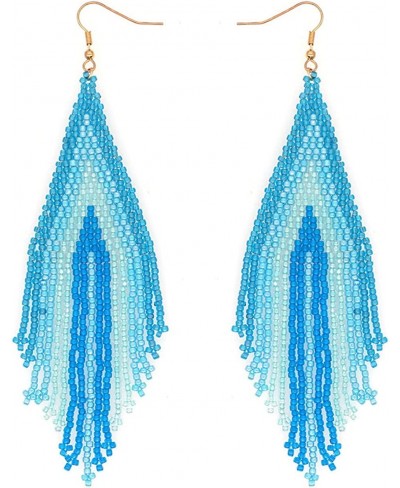 Seed Beaded Tassel Earrings for Women Girls Native Boho Long Fringe Dangle Drop Earrings Statament Handmade Tribal Jewelry Gi...