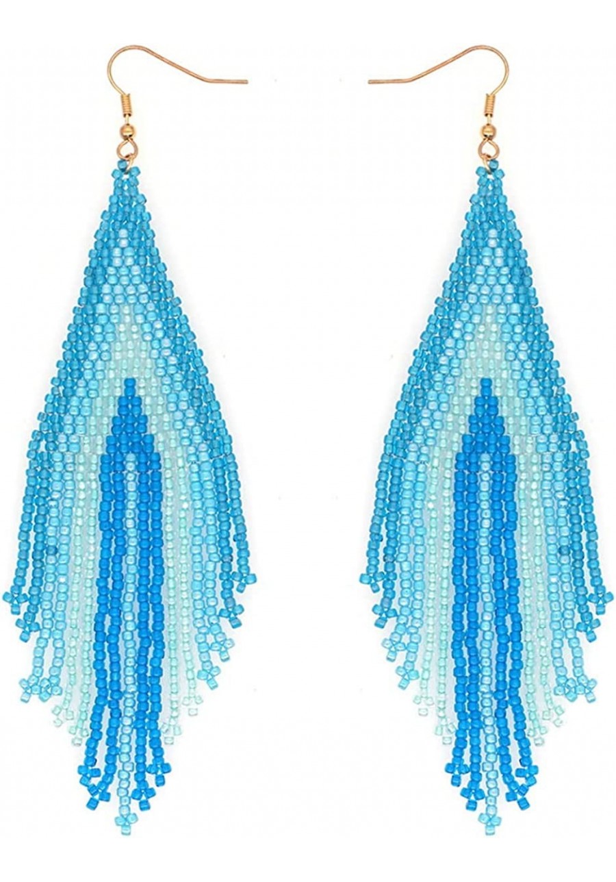 Seed Beaded Tassel Earrings for Women Girls Native Boho Long Fringe Dangle Drop Earrings Statament Handmade Tribal Jewelry Gi...