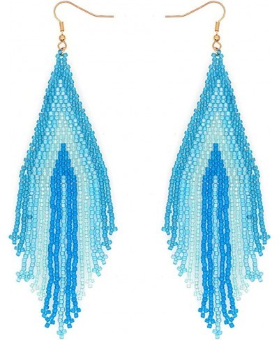 Seed Beaded Tassel Earrings for Women Girls Native Boho Long Fringe Dangle Drop Earrings Statament Handmade Tribal Jewelry Gi...