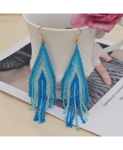 Seed Beaded Tassel Earrings for Women Girls Native Boho Long Fringe Dangle Drop Earrings Statament Handmade Tribal Jewelry Gi...