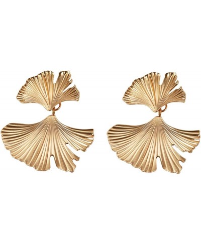 Gingko Leaf Earrings - 14K gold-plated flower earrings for women gold and silver vintage hoop earrings hypoallergenic irregul...
