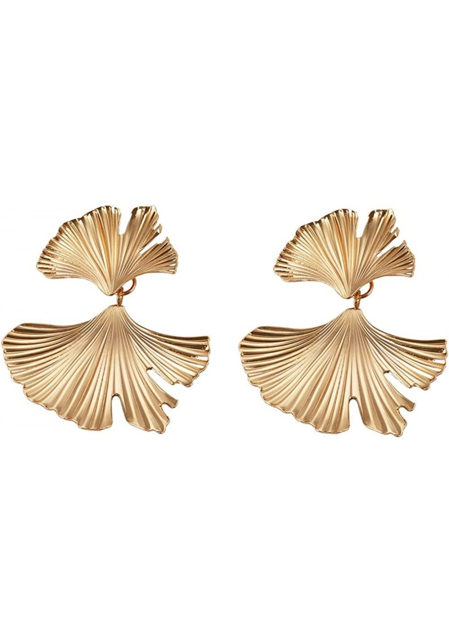 Gingko Leaf Earrings - 14K gold-plated flower earrings for women gold and silver vintage hoop earrings hypoallergenic irregul...