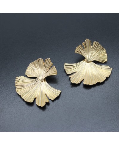 Gingko Leaf Earrings - 14K gold-plated flower earrings for women gold and silver vintage hoop earrings hypoallergenic irregul...