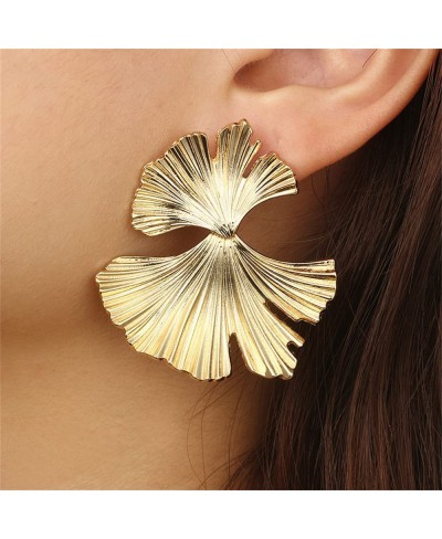 Gingko Leaf Earrings - 14K gold-plated flower earrings for women gold and silver vintage hoop earrings hypoallergenic irregul...