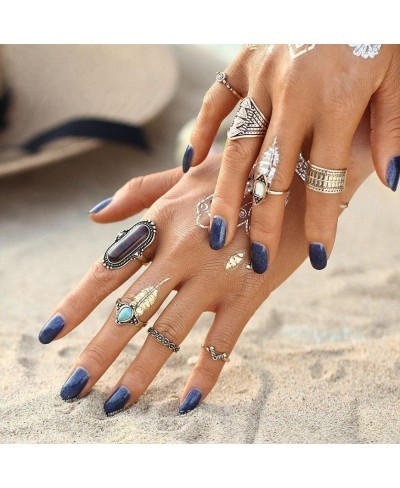 8PCS Women Vintage Boho Crystal Flower Knuckle Ring Tibetan Turkish Style $10.52 Statement