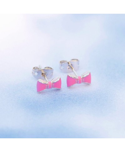 Silver Disney Daisy Duck Bow Enamel Stud Earrings - Brass Base Sterling Silver Posts - 1 Pair $15.12 Stud