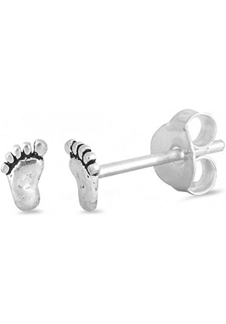 Tiny Feet Stud Earrings 925 Sterling Silver $9.21 Stud