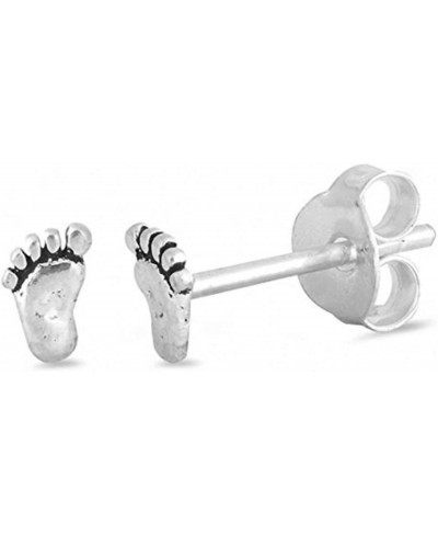 Tiny Feet Stud Earrings 925 Sterling Silver $9.21 Stud