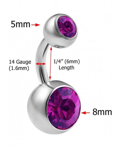 2pcs 14g Implant Grade Surgical Steel Double Crystal Short Navel Belly Button Ring 6mm1/4 14 Gauge Pick Color(s) $9.82 Pierci...