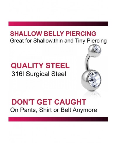 2pcs 14g Implant Grade Surgical Steel Double Crystal Short Navel Belly Button Ring 6mm1/4 14 Gauge Pick Color(s) $9.82 Pierci...