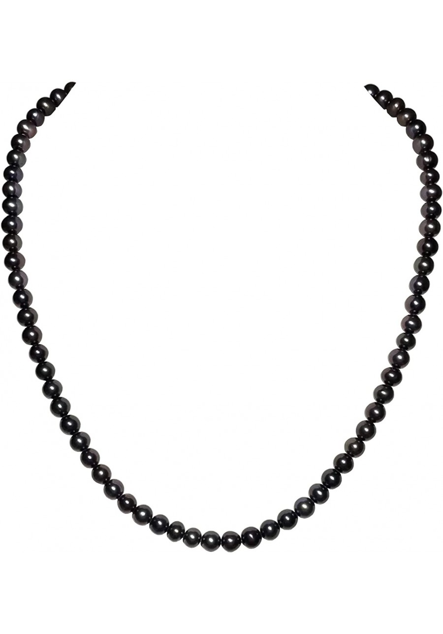 5-8mm Black Freshwater Cultured Pearl Necklaces for Women 16-48 Inch AA Quality $33.05 Pearl Strands