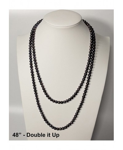 5-8mm Black Freshwater Cultured Pearl Necklaces for Women 16-48 Inch AA Quality $33.05 Pearl Strands